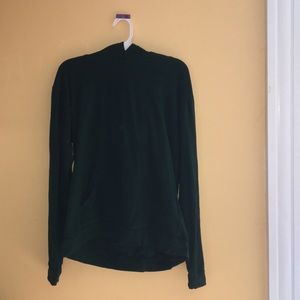 Green hooded long sleeve shirt with pocket